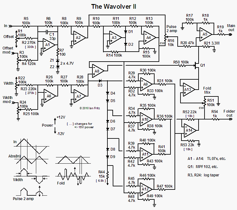 electro-music.com wiki | Schematics / The Wavolver Waveshaper